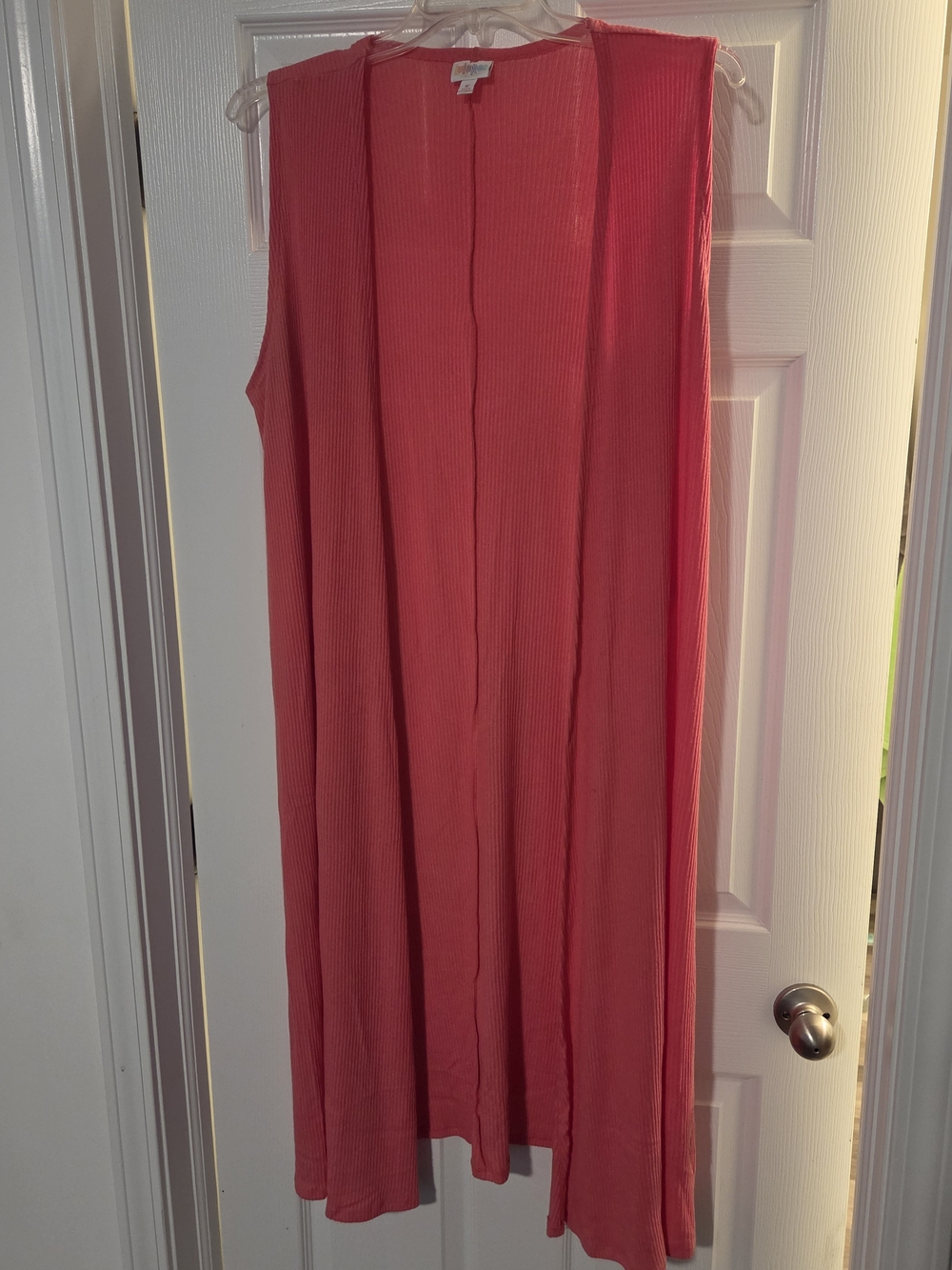 LuLaRoe Ribbed Coral Sleeveless Joy Long Vest